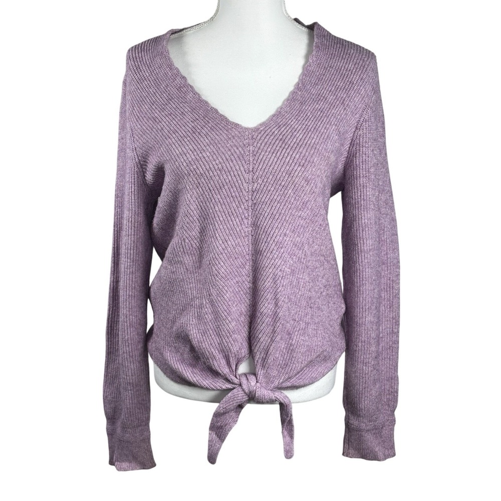 Anthropologie Moth Knit Tie Front Sweater V Neck Lavender Purple Sz M Boho‎ Cozy